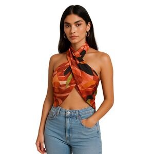 SEVEN WONDERS Boho Wrap‎ Crop Top Size S NWT Indie Sleaze Hippie Festival Earthy